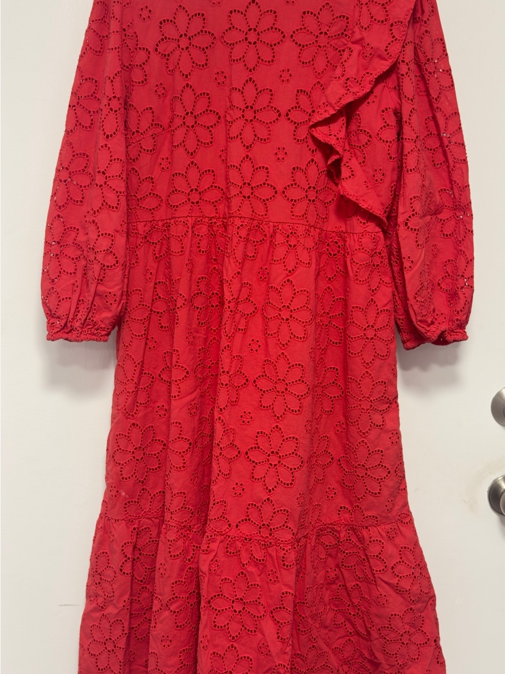 Halogen Red Eyelet Midi Dress